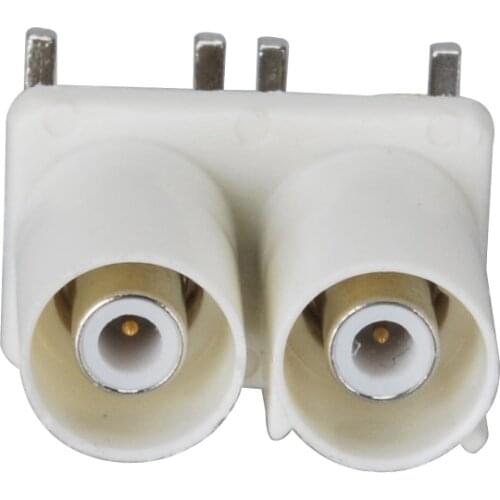 Superbat Fakra Double B White/9001 Plug Right Angle End Launch PCB Mount RF Coaxial Connector for Radio with Phantom Supply