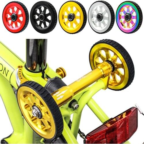 2pcs High-Grade Aluminum Alloy Easy Pushing Wheel With Bolts For Brompton Folding Bike Bicycle Extension Rod Cycling Accessories