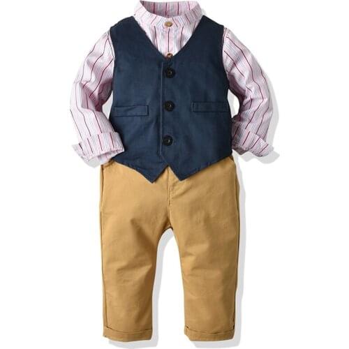 Baby Boy Suit Suits Infant Boys 2019 New Spring Vest Shirt Pants Wedding Formal Party Gentleman Baby Kids Boy Outerwear Costume