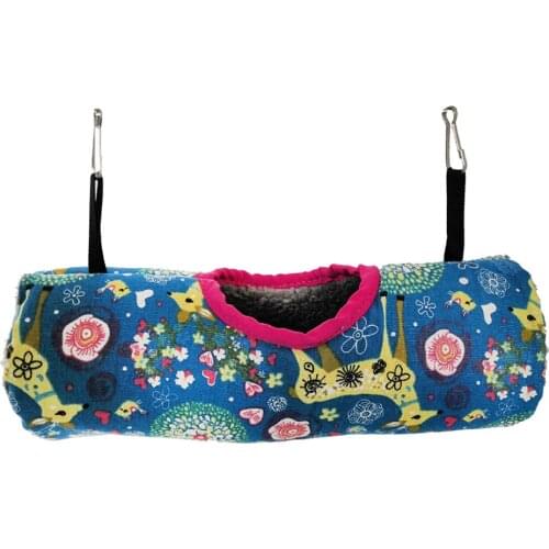 Small Pet Tunnel Hammock Toy Hut Soft for Hamster Ferret Parrot Gerbil Blue