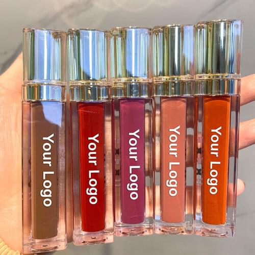 Custom Matte Liquid Lipstick Private Label Bulk Lipgloss Base Shiny Glitter Clear Lip Gloss Wholesale Gold Tube