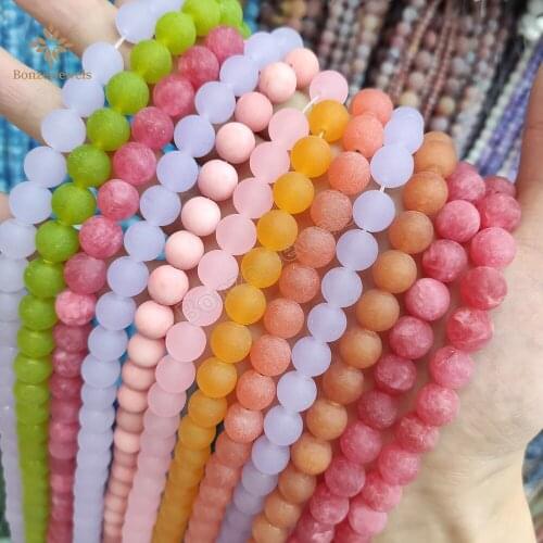 Natural Colors Matte Jades Gem Stone Beads Round Loose Spacer For Jewelry Making DIY Bracelet Necklace 15inches 4/6/8/10/12mm