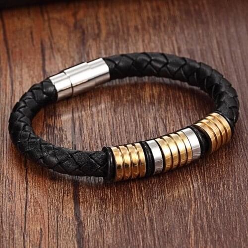 Fashion Charm Leather Bracelet For Women Stainless Steel Bohemia Genuine Leather Bracelets & Bangles Men Jewelry Top Quality