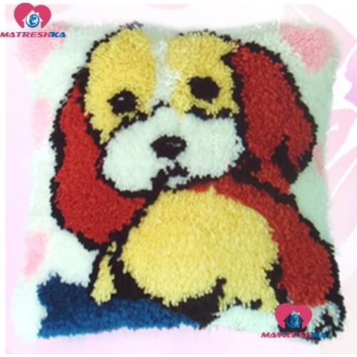 Latch Hook Cushion Kit Pillowcase Do it yourself Crafts"Dog" Cross Stitch Pillow foamiran for needlework Home decor accessories