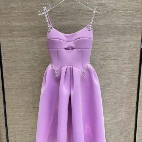 New Purple Color Fashion Party Evening Long Dresses Diamonds Sling Strap Good Quality Ball Gown Dress Vestidos Clothing
