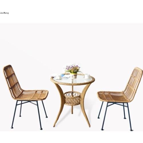 Dining Chair Rattan Hand-woven Wrought Iron Balcony Leisure Chair American Home Indoor Simple Dining Chair Household Furniture