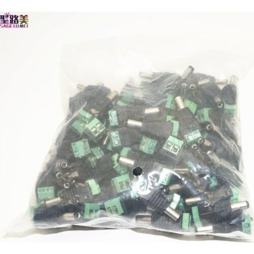 Wholesale 100pcs/LOT DC Power Male Jack Connector Plug 5.5mm x 2.1mm For CCTV Camera LED Light Via DHL EMS FEDEX