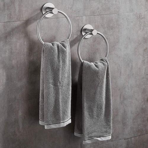 Perforated Stainless Steel Round Wall-mounted Towel Ring, Convenient Towel Rack, Hanger, Hanging Bathroom Storage Rack