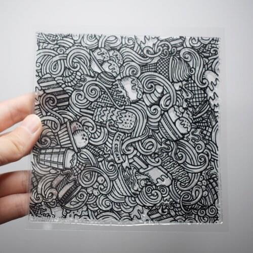 Polymer Clay Tools Emboss Texture Stamp Template Sheets Ice Cream Pattern Clay Craft Art Supplies DIY Design Pottery Tools