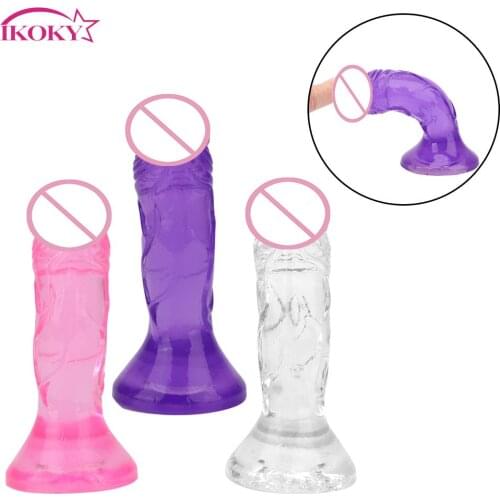 Realistic Artificial Penis Vagina Anal Massage Dildo for Women Female Masturbation With Strong Suction Cup Translucent