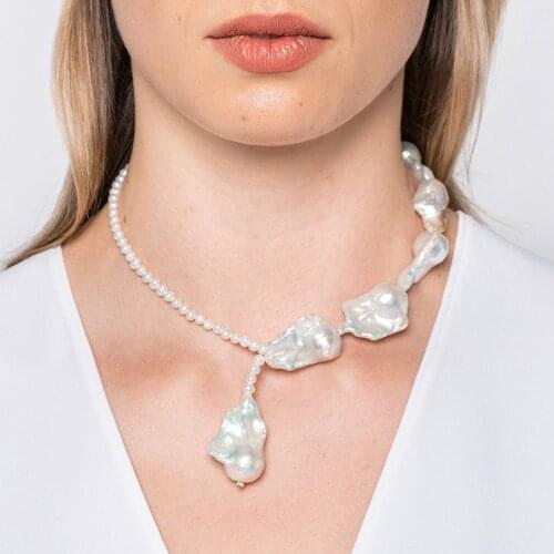 Luxury Wedding Jewelry Accessories semi-precious Timeless Pearly imation Pearl Stone chorkers Necklace pendant women ladies