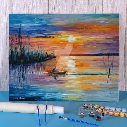 Fishing On The Lake Coloring By Numbers Painting Kit Acrylic Paints 50*70 Painting On Canvas Loft Wall Picture Kids Drawing