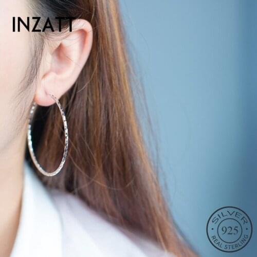 INZATT Real 925 Sterling Silver Boho Hollow Round hyperbole Hoop Earrings For Fashion Women Earrings 2018 Fine Jewelry Bijoux