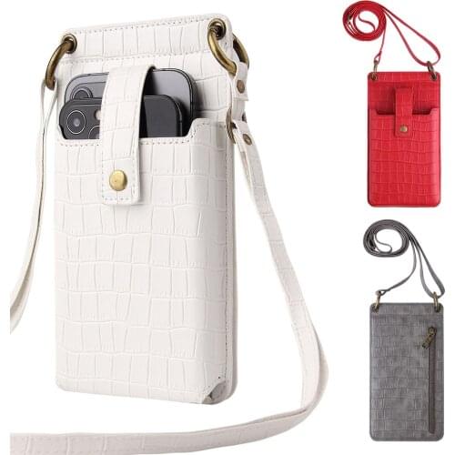 Portable Hanging Mobile Bag for Women Crossbody Mini Card Holder Wallet Satchel Female Shoulder Bag with Makeup Mirror