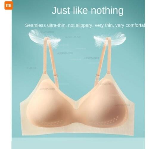 Xiaomi Ultra-thin Underwear Womens Summer Thin Seamless Bra Without Steel Ring Gathered Big Breasts Show Small Sports Vest Bra