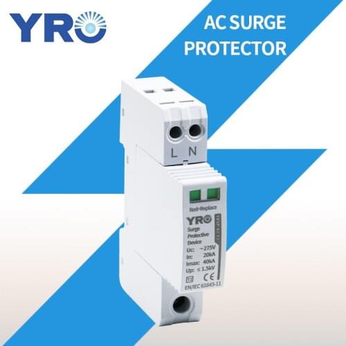 AC SPD 2P 20-40KA 275V House Lightning Surge Protector Protective Low-voltage Arrester Device OEM Factory YRSP-A2-2P/T2
