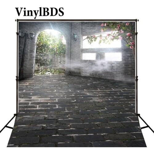 VinylBDS Sunlight Green Leaves Photography Background Brick Floor Wedding Backdrops Nature Flower Children Photo for Studio
