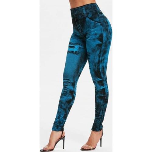 Women Fake Jeans Leggings Sexy Push Up Seamless High Waist Warm Spring Elastic Faux Denim Super Stretchy Skinny Jeggings Pants