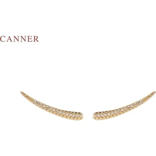 CANNER Single Row Of Micro-zirconium Stud Earrings 925 Sterling Silver Earrings For Women Fashion Silver Jewelry Zircon Earring