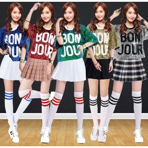 Ladys Jazz suit new sequins cheerleading Costume Girls hip-hop modern dress Loose and cool ladies clothing