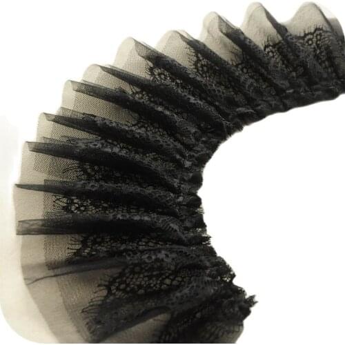 1M Pleated Lace Fabric White Black Pink Lace Trim 13cm Ribbon Deco Mesh Sewing Curtain Guipure Craft Supplies dentelle SA7