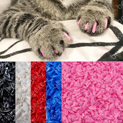 20pcs - Soft Nail Caps for Cats + 1x Adhesive Glue + 1x Applicator /* XS, S, M, L, cover, cat, paw, claw, ztp