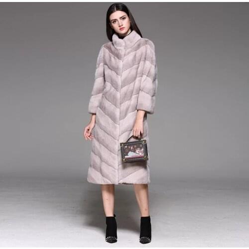 2021 Brand luxury women natural mink fur jacket long style with sashes elegant lady high quality Imported winter fur coat