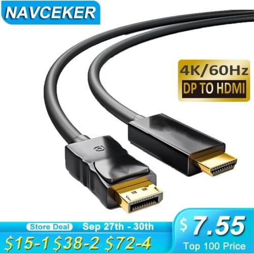 2020 DP to HDMI Cable 4K Male to Male Display Port Converter Cord DisplayPort to HDMI Cable Adapter For Projector PS4 PC HDTV