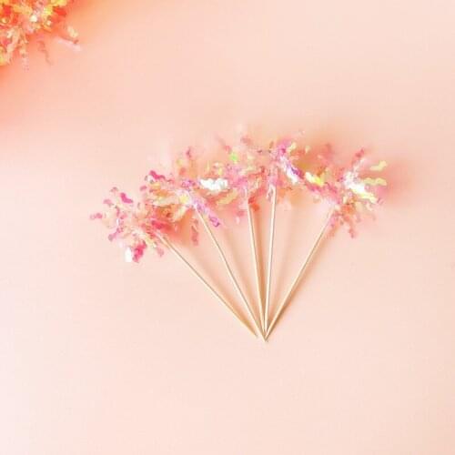 5pcs/set Small Flowers Happy Birthday Cake Toppers Birthday Cake Topper Decor for Wedding Birthday Party Cake Decorations