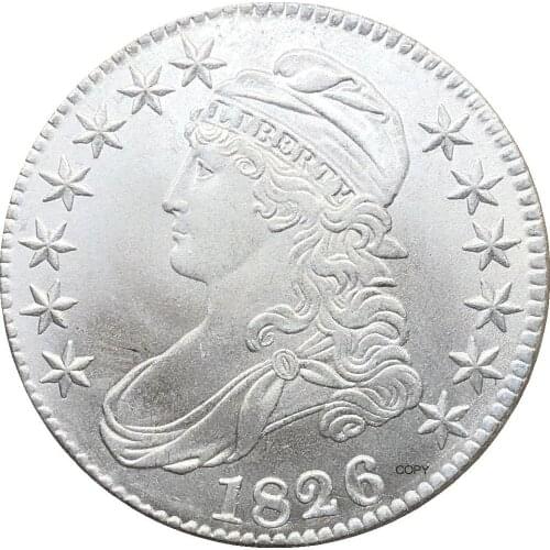 United States 50 Cents ½ Dollar Liberty Eagle Capped Bust Half Dollar 1826 Cupronickel Plated Silver Copy Coin