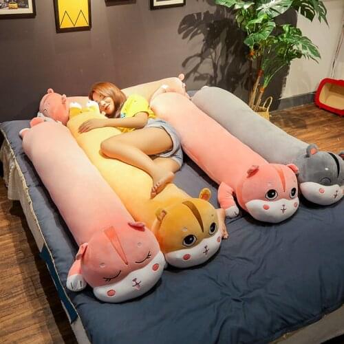 80/100cm Giant Cute Hamster Plush Sleeping Pillows Soft Stuffed Kawaii Animal Toy Plush Doll for Kids Baby Cartoon Birthday Gift