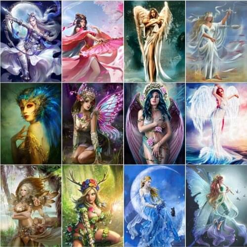 Goddess Figure Diy 5D Diamond Paintings Fairy Girls Full Square and Round Embroidery Mosaic Cross Handmade Home Decoration