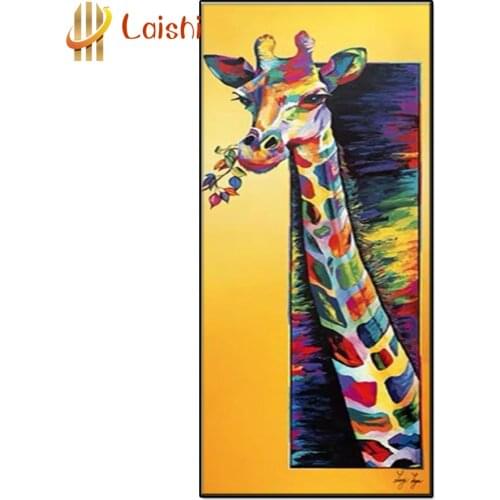 DIY Doodle giraffe Diamond painting full round square diamond animal mosaic cross stitch mosaic Large-size decorative painting