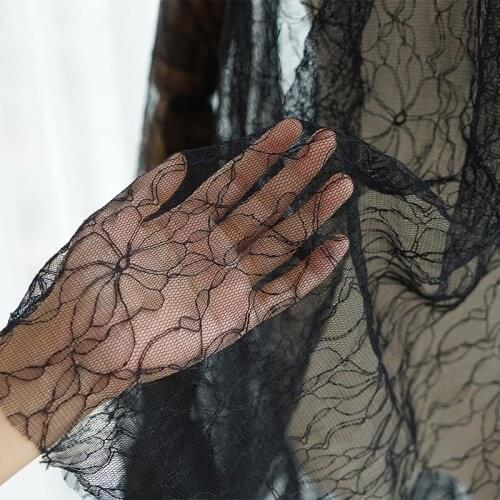 Black Mesh Fabric Decorative Mesh Fabric 100% Acrylic Jacquard Tulle Fabric For Women Dress 50*150cm/Piece TJ0360