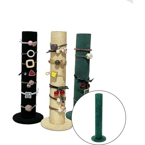 Retro Velvet Jewelry Bracelet Display Stand Bar Hair Band Holder Tower Green