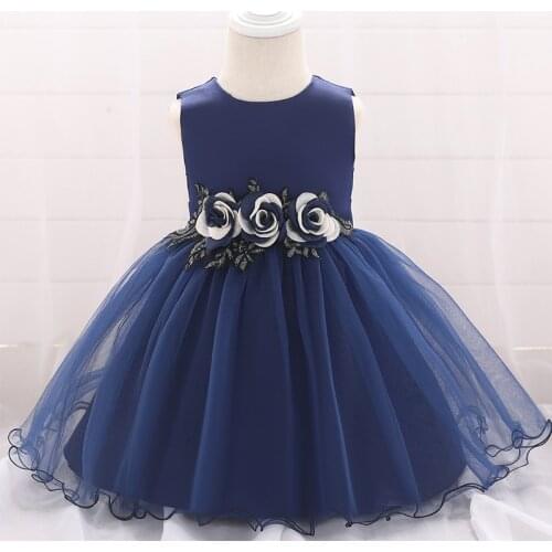 2021 Winter Flower First Birthday Dress For Baby Girl Clothes Clothing Lace Party Gown Child Dresses Wedding Princess Tutu Dress