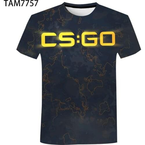 CS Go Summer New Mens Short Sleeve T-Shirt Anime Shooting Game 3D Printing Youth Street Trend Childrens Cute Oversized Top