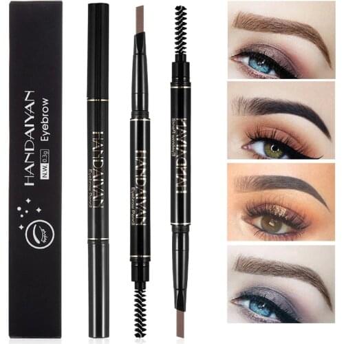 HANDAIYAN Eyebrow Pencil with Brush Double Waterproof Durable Sketch Eyebrow Pen Cosmetic Long Lasting Natural Dark Brown Liquid