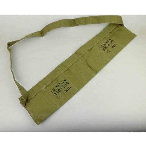 WWII WW2 US M1 Garand Bandoleer Cotton AMMO POUCH CAL 30 BALL M2 8 RD CLIPS -Military War Reenactments 5605101