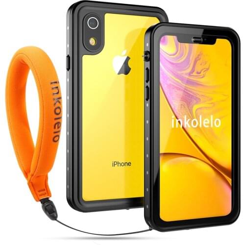 Inkolelo iPhone XR Waterproof Case Built-in Screen IP68 Full Sealed Shockproof Cover for Summer Swimming Diving Matte Black