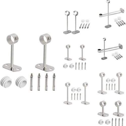 Ceiling-Mount Bracket, Wardrobe Pipe Bracket, Wardrobe Rod Lever Support Holder Pipe Flange Socket 2Pcs