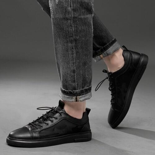 Fashion Men Sneakers Genuine Leather Casual Shoes Lac-up Men Lightweight Walking Sneakers Canvas Spring Summer Slip-on Sneakers