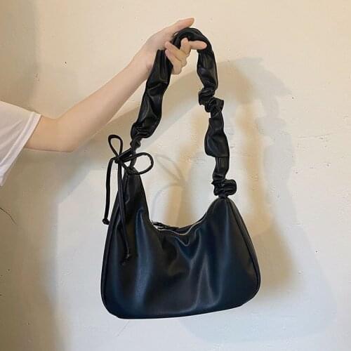 MJ Fashion Women Under Arm Bag PU Leather Female Crossbody Shoulder Bag 2021 New Ruffled Strap Tote Handbags Lady Purse Bags