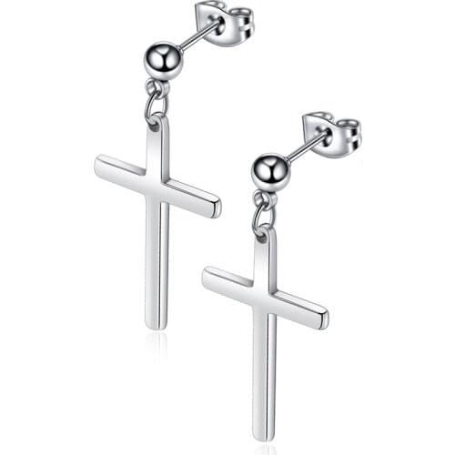 Fashion Cross Pendant Cartilage Dangle Earrings Punk Jewelry for Cool Women Girls Friendship Gifts