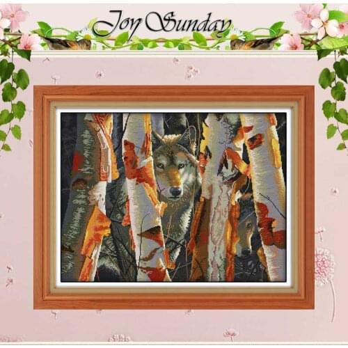 Guardians of White Birch Wolf Counted Cross Stitch 11CT 14CT Cross Stitch animals Cross Stitch Kits for Embroidery Needlework
