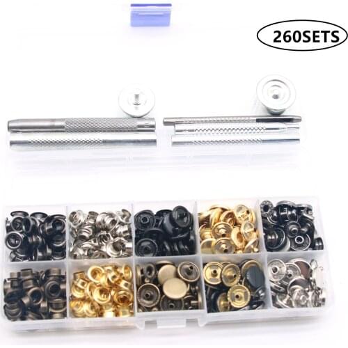 Leather Snap Fastener Kit for Clothes,12.5mm Button Snaps Press Studs,Metal Eyelets 6mm Tool Set Grommets Kit for Scrapbooking
