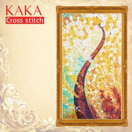 KAKA Cross stitch kits Embroidery needlework sets with printed pattern,11CT canvas,Home Decor for garden House,5D Pachira Tree