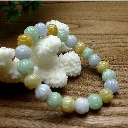 Jade bracelet jewelry жемчуг натуральный factory natural jade a goods ladies three-color lotus flower bracelets