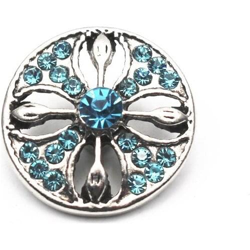 Newest 6pcs/lot Rhinestone Metal Snap Buttons Hollow Out Snap Charms Fit 18mm/20mm Snap Bracelet DIY Jewelry Making