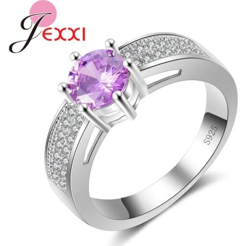 2019 New Ane 925 Sterling Silver Princess Queen Engagement Ring With White CZ Crystal Rhinestone 925 Sterling Silver-Jewelry